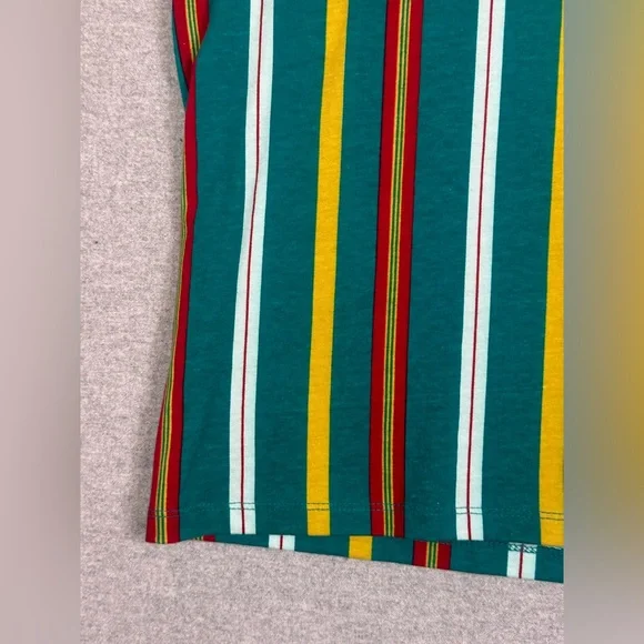 Guess Shirt Mens Large Originals Striped Short Sleeve Cotton Tee‎ Vintage Green - Picture 5 of 12